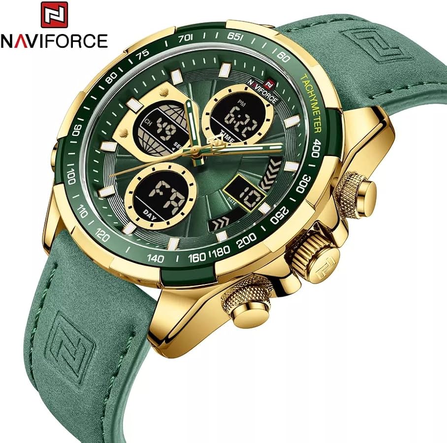 緑の小人　#573 N.S. NAVIFORCE 9197-GGNGN Men's Military Digital Watches Analog Quartz
